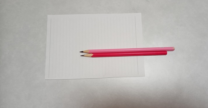 ダイソーさんかく鉛筆を2本並べたところ